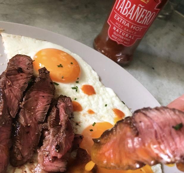 Tabañero Extra-Hot Marinated Grilled Ribeye & Eggs