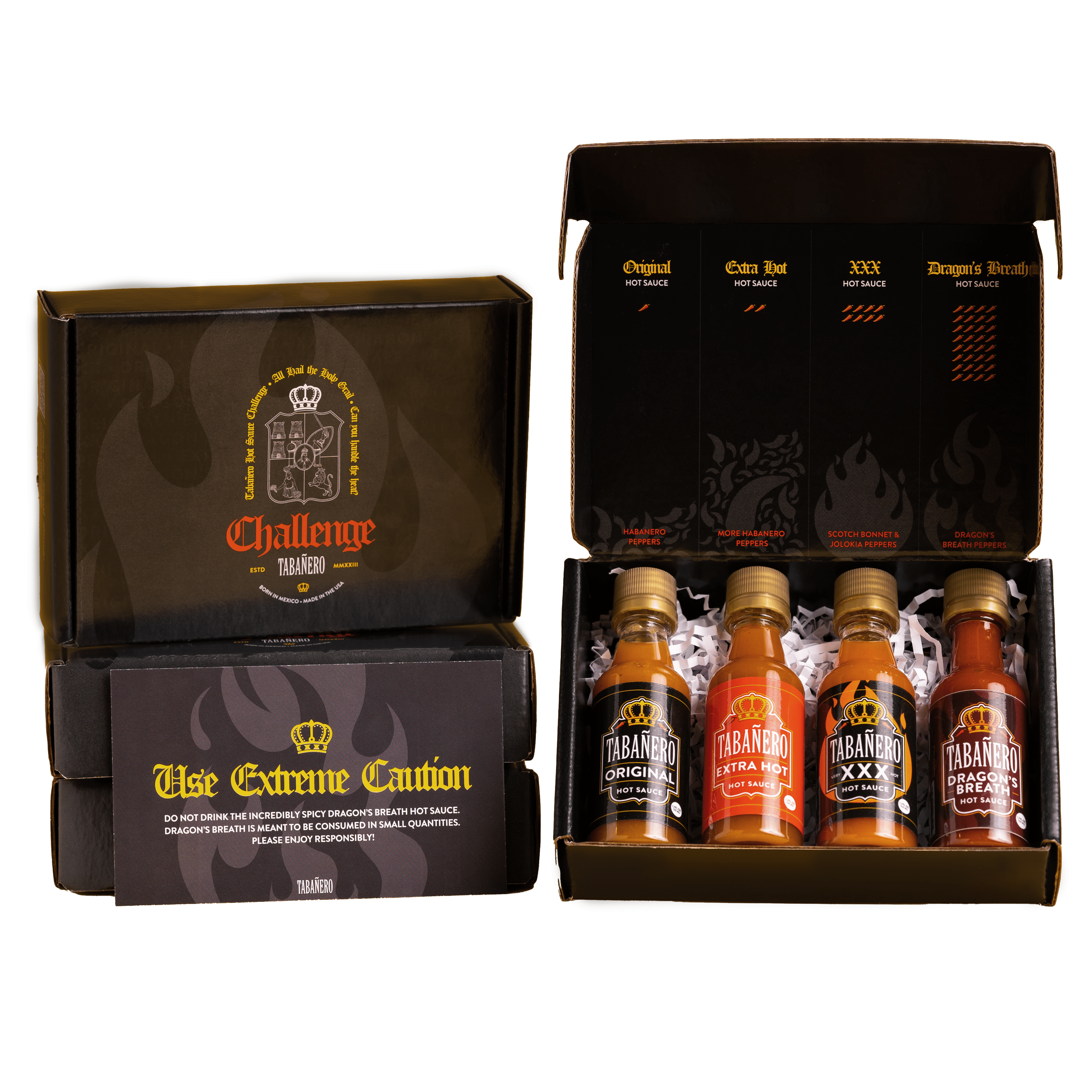 Tabañero Holy Grail Hot Sauce Challenge Gift Box Kosher Gluten-Free Vegan All-Natural Hot Sauce minis