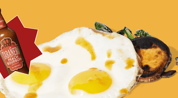 The Ultimate New Year’s Day Hangover Cure: Fried Egg Breakfast Bowl with Tabañero Peach Bourbon Hot Sauce