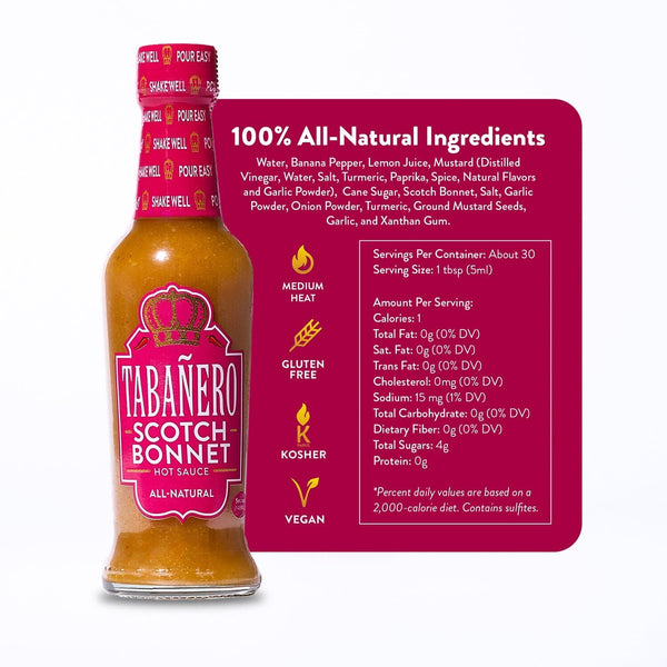 Tabañero Scotch Bonnet Kosher Gluten-Free Vegan All-Natural Hot Sauce