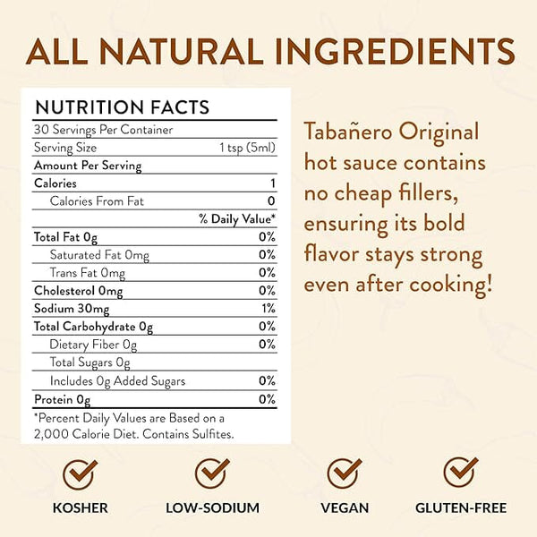 Tabañero Kosher Vegan Gluten-Free All-Natural Hot Sauce