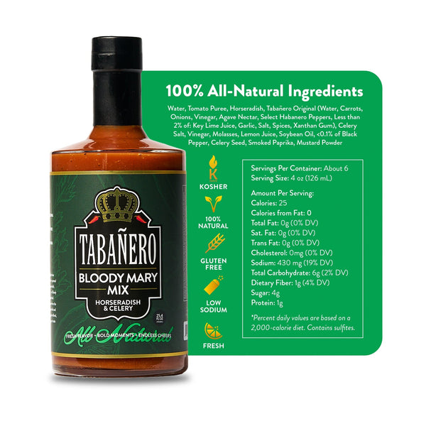 Tabañero Bloody Mary Mix Horseradish and Celery Kosher Gluten-Free All-Natural