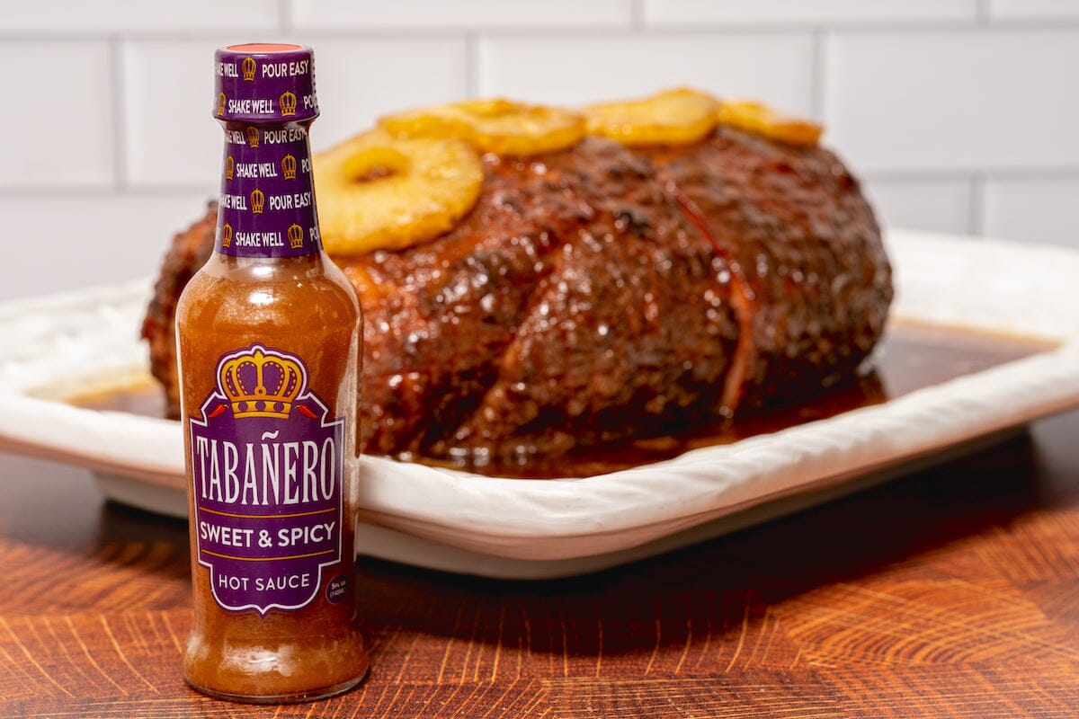 Glazed Ham with Tabañero sweet and spicy Kosher Gluten-Free Vegan All-Natural Hot Sauce